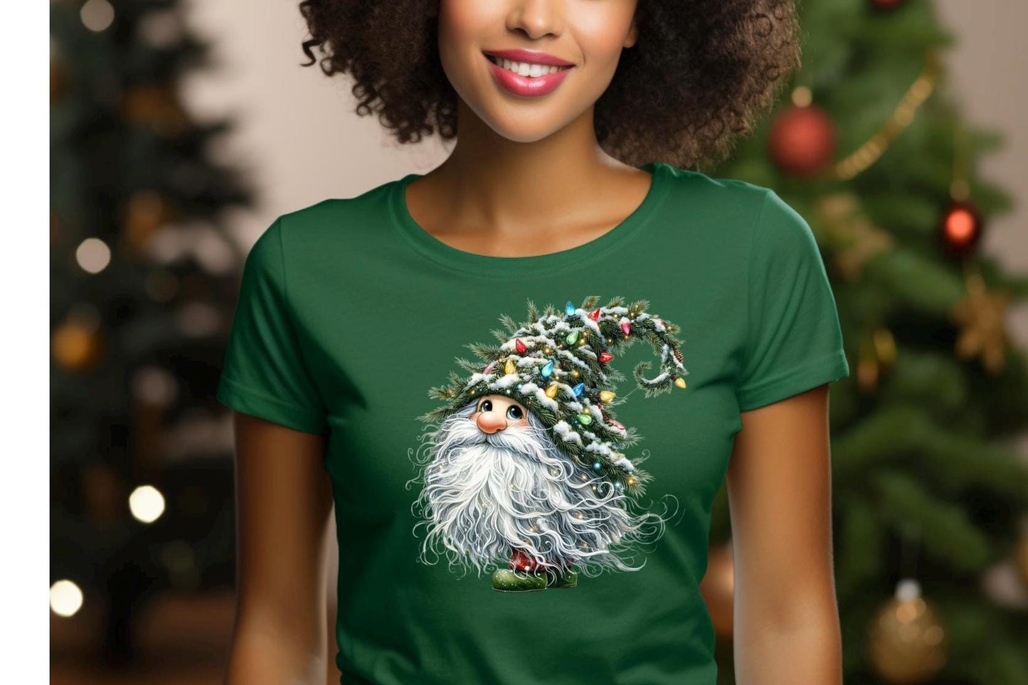 Whimsical Christmas Gnome Sweatshirt or Tee – Cozy Winter Apparel for Holiday Lovers