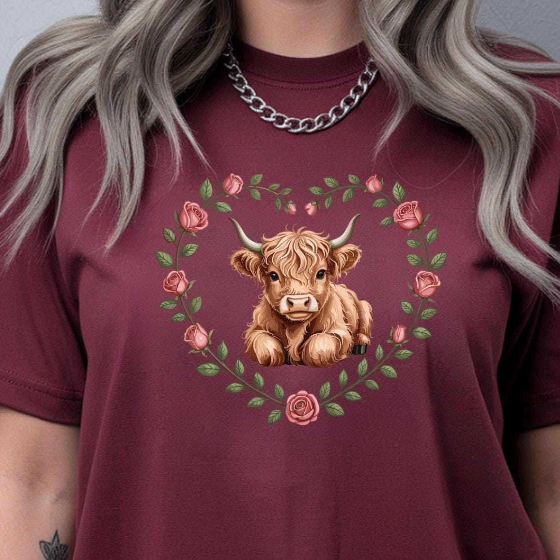 Highland Cow Valentine Sweatshirt or Shirt \ Cute Cow Love Gift for Animal Lovers Cozy Gildan