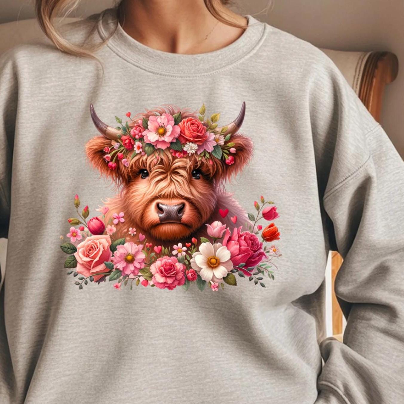Highland Cow Floral Tee or sweatshirt