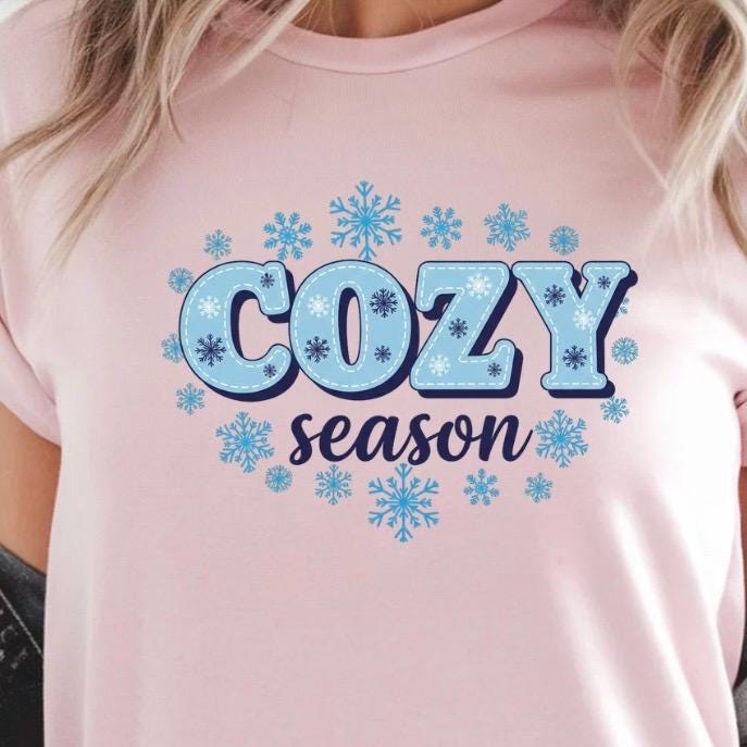 Cozy Season Shirt or Sweatshirt – Winter Snowflake Gildan Tee – Cozy Vibes Gift for Women