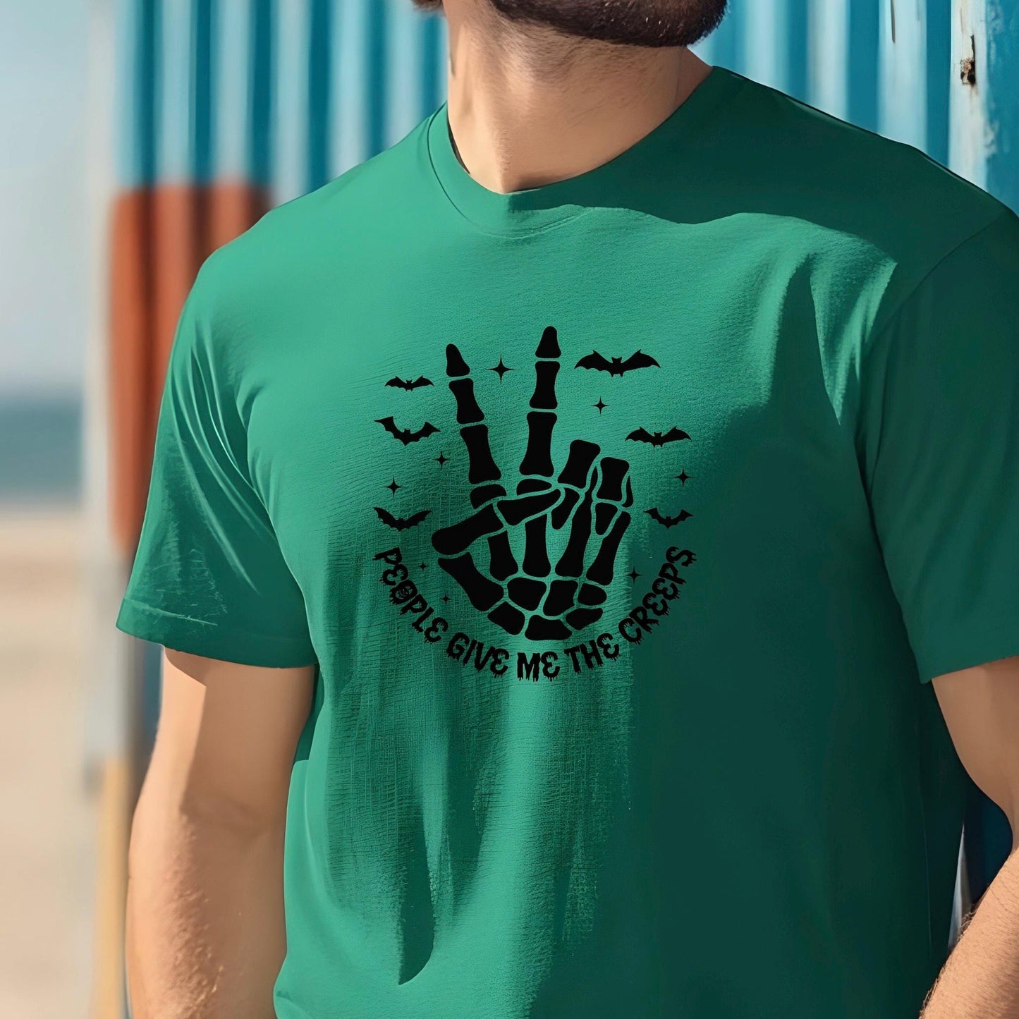Skeleton Peace Sign Halloween Shirt, Spooky Fall Graphic Tee
