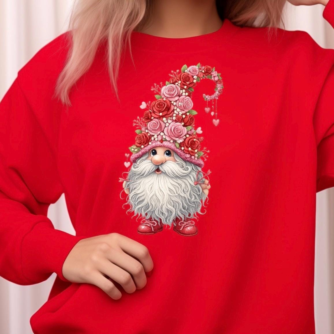Valentine Gnome Shirt or Sweatshirt – Gildan Unisex Fit – Cute DTF Print for Women & Teens