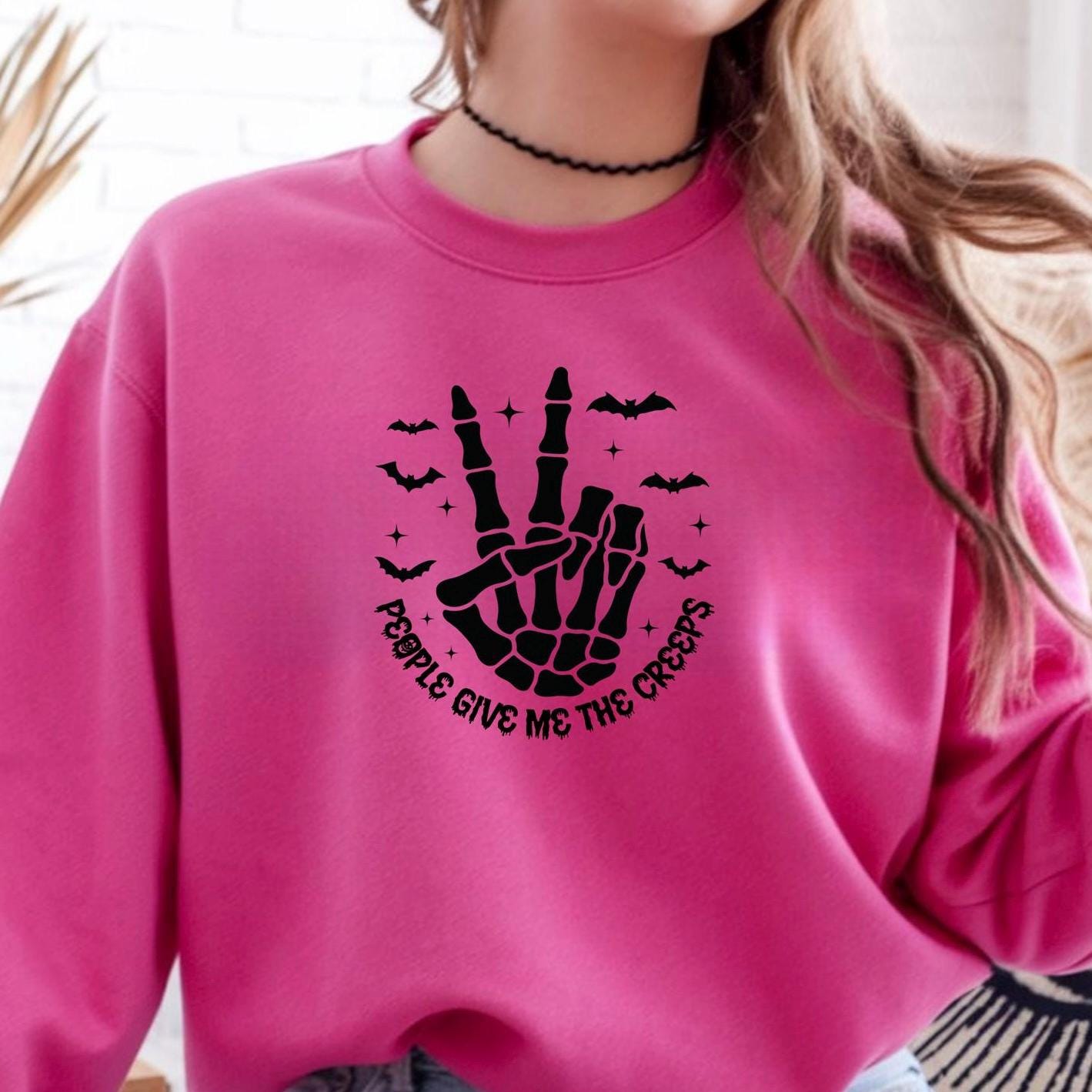 Skeleton Peace Sign Shirt, Spooky Halloween Graphic Tee, Fall Vibes