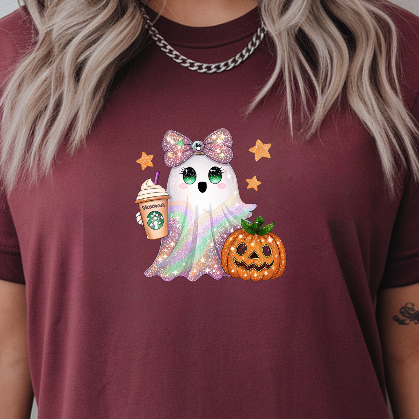 Sparkly Pastel Ghost & Pumpkin Halloween Sweatshirt or t shirt