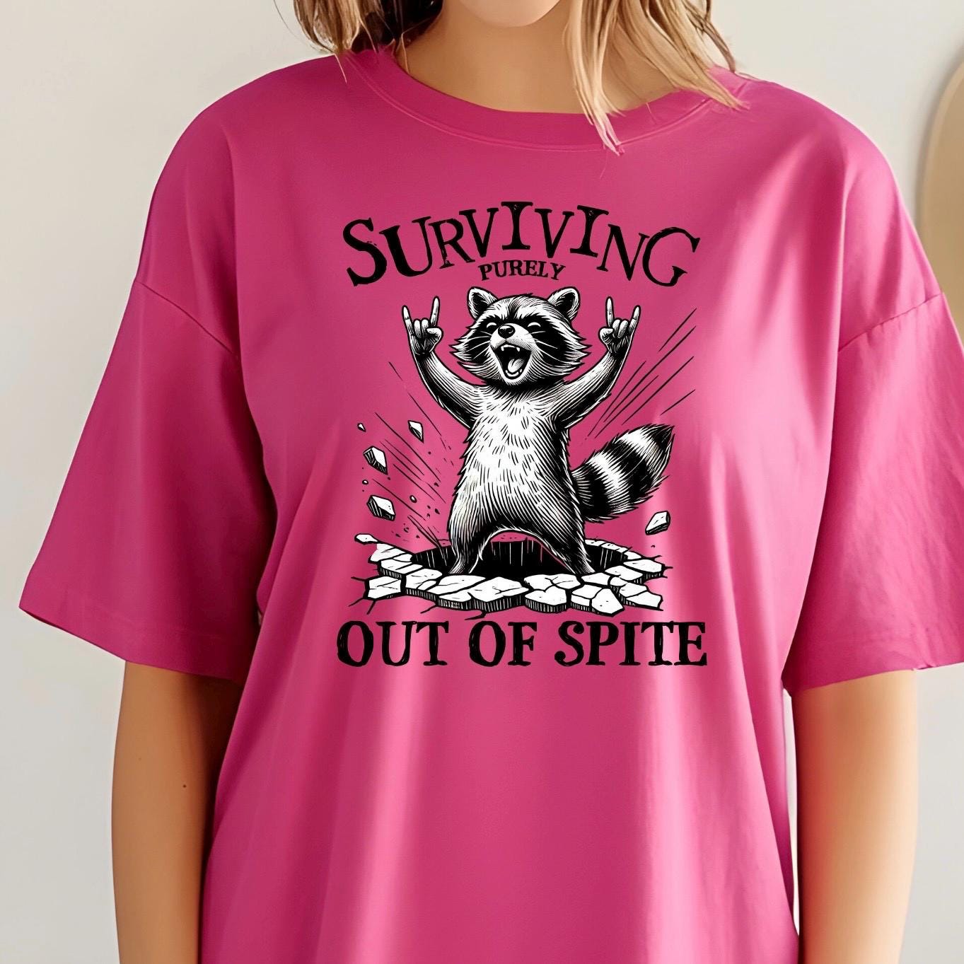 Surviving Out of Spite Raccoon Sweatshirt - Funny Graphic Tee