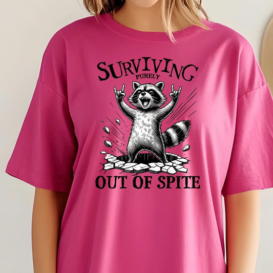 Surviving Out of Spite Raccoon Sweatshirt - Funny Graphic Tee