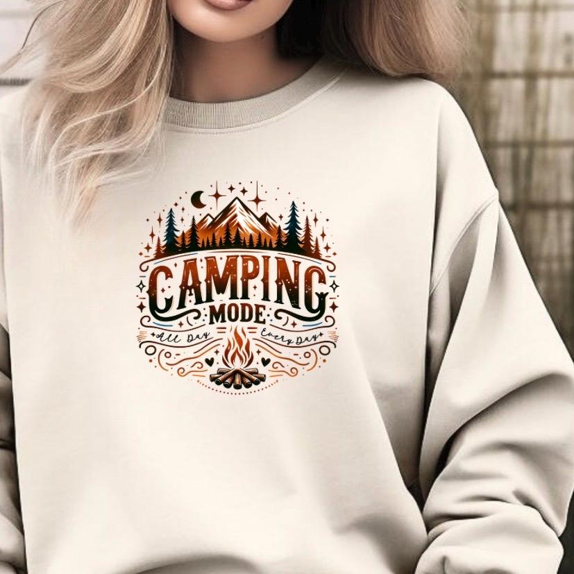 Camping Mode Shirt or Sweatshirt – Funny Camping Graphic Tee – Unisex Outdoor Lover Gift