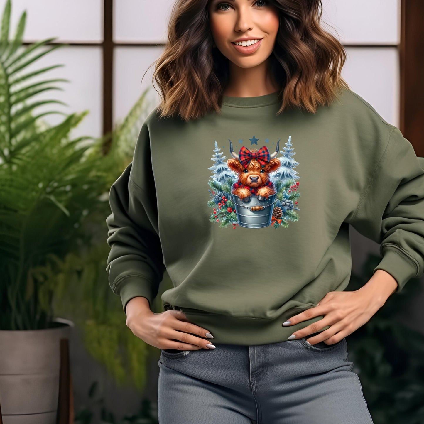 Highland Cow Christmas Sweatshirt: Cozy Farm Animal Holiday Pullover
