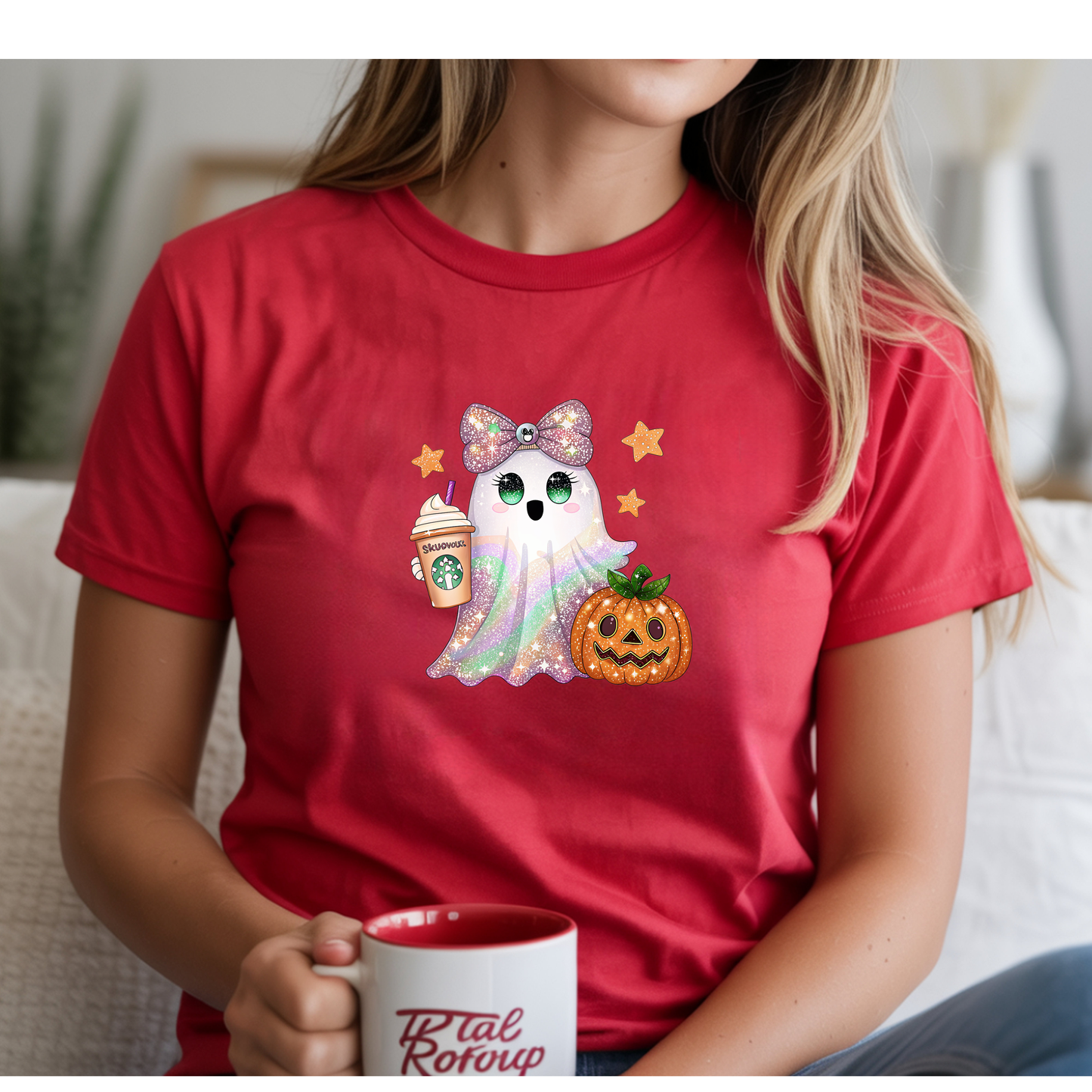 Sparkly Pastel Ghost & Pumpkin Halloween Sweatshirt or t shirt