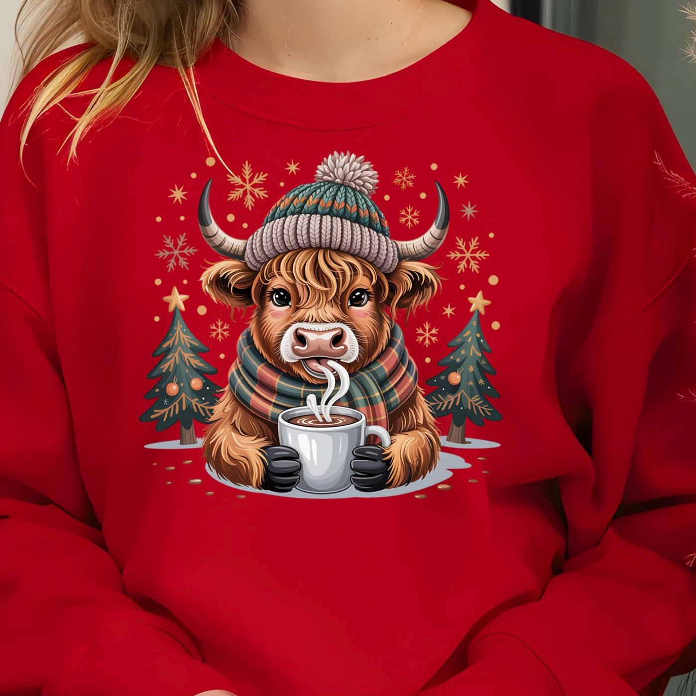Highland Cow Hot Cocoa Sweatshirt or t shirt