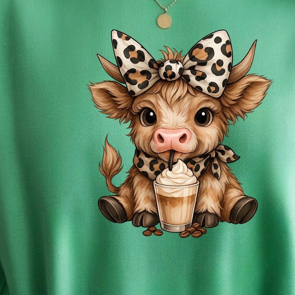 Highland Cow Shirt Sweatshirt Cute Cow Graphic Tee Cozy Animal Lover Gift Unisex Gildan