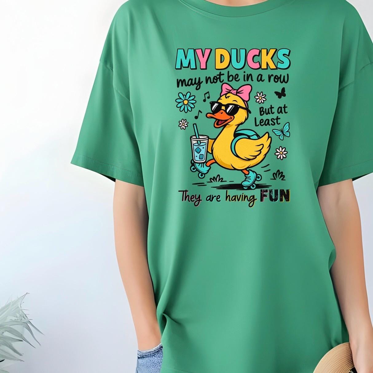 Funny Duck Graphic Tee or Sweatshirt : "My Ducks May Not Be in a Row" - Mental Health Humor