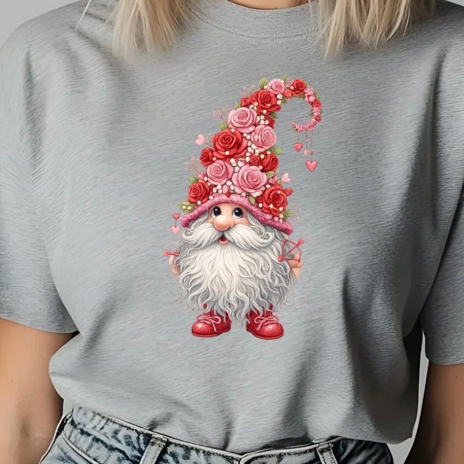 Valentine Gnome Shirt or Sweatshirt – Gildan Unisex Fit – Cute DTF Print for Women & Teens