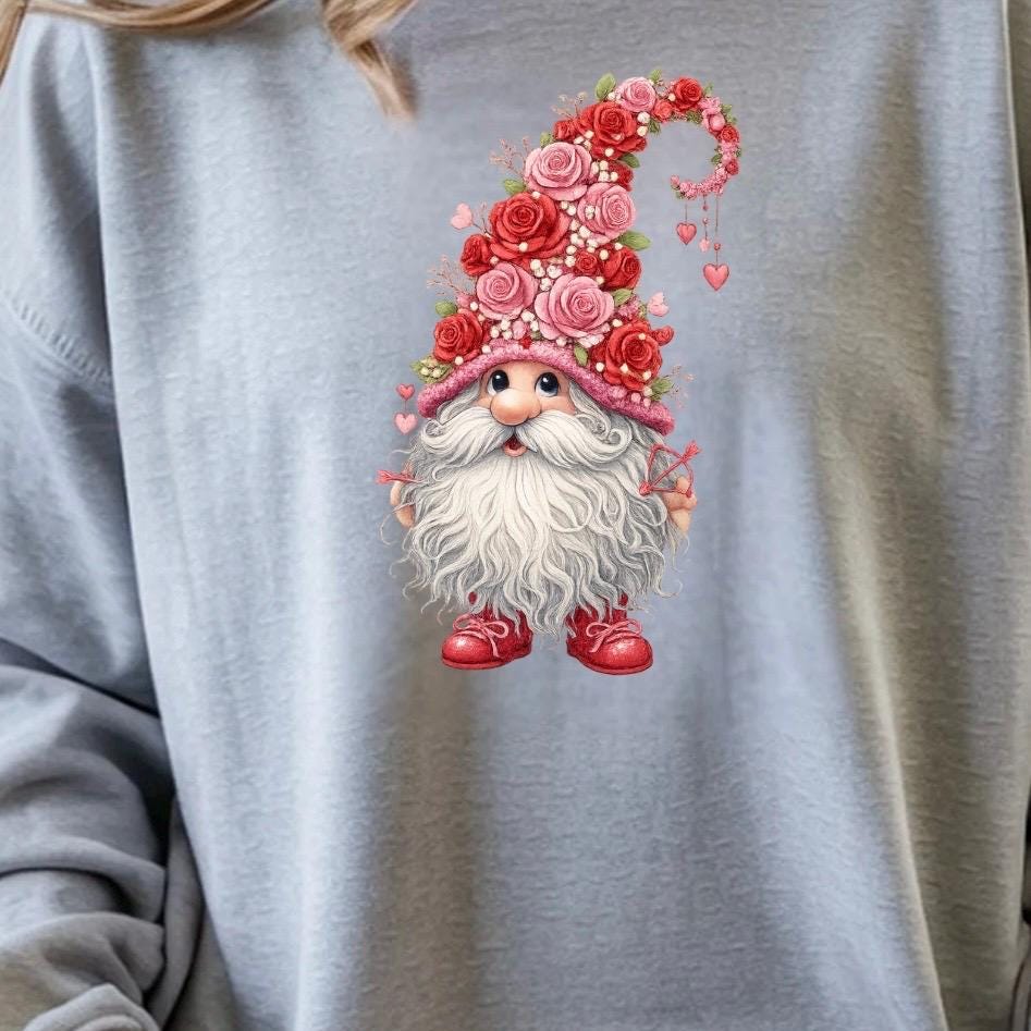 Valentine Gnome Shirt or Sweatshirt – Gildan Unisex Fit – Cute DTF Print for Women & Teens