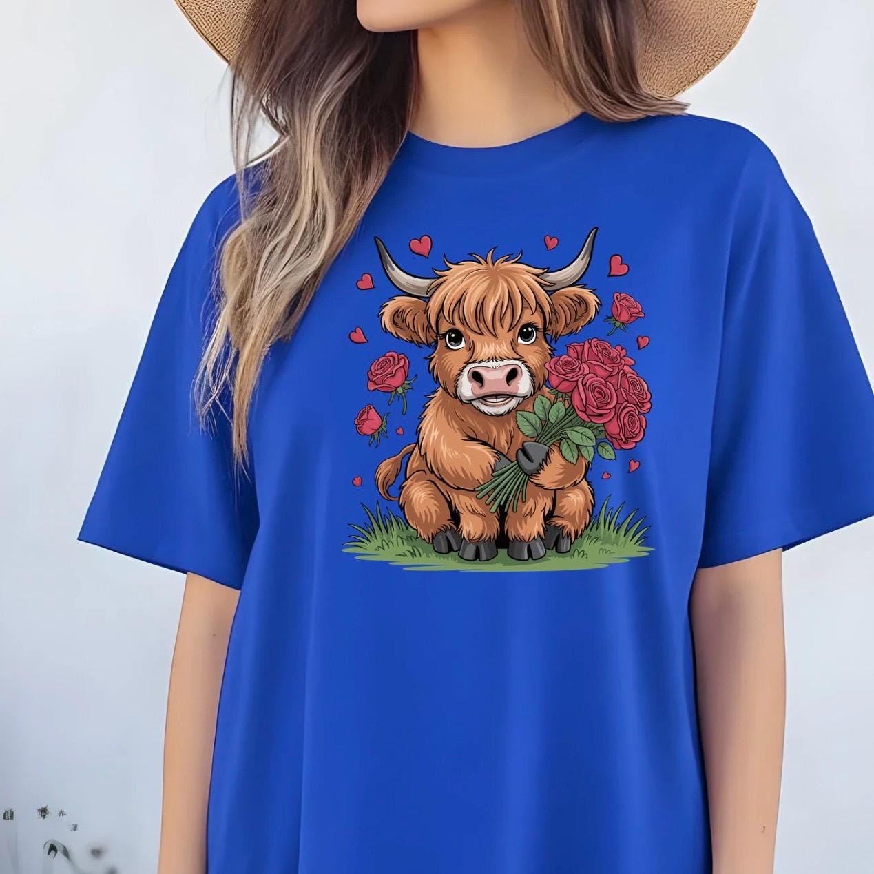 Highland Cow Valentine Shirt, Cute Cow Sweatshirt, Valentine Gift, Gildan Unisex Cozy Top