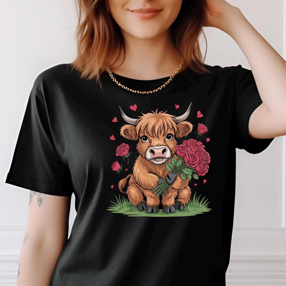 Highland Cow Valentine Shirt, Cute Cow Sweatshirt, Valentine Gift, Gildan Unisex Cozy Top