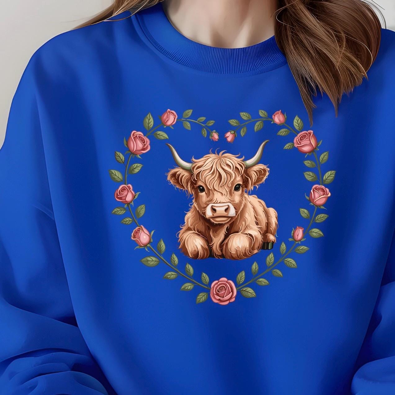 Highland Cow Valentine Sweatshirt Shirt Cute Cow Love Gift for Animal Lovers Cozy Gildan