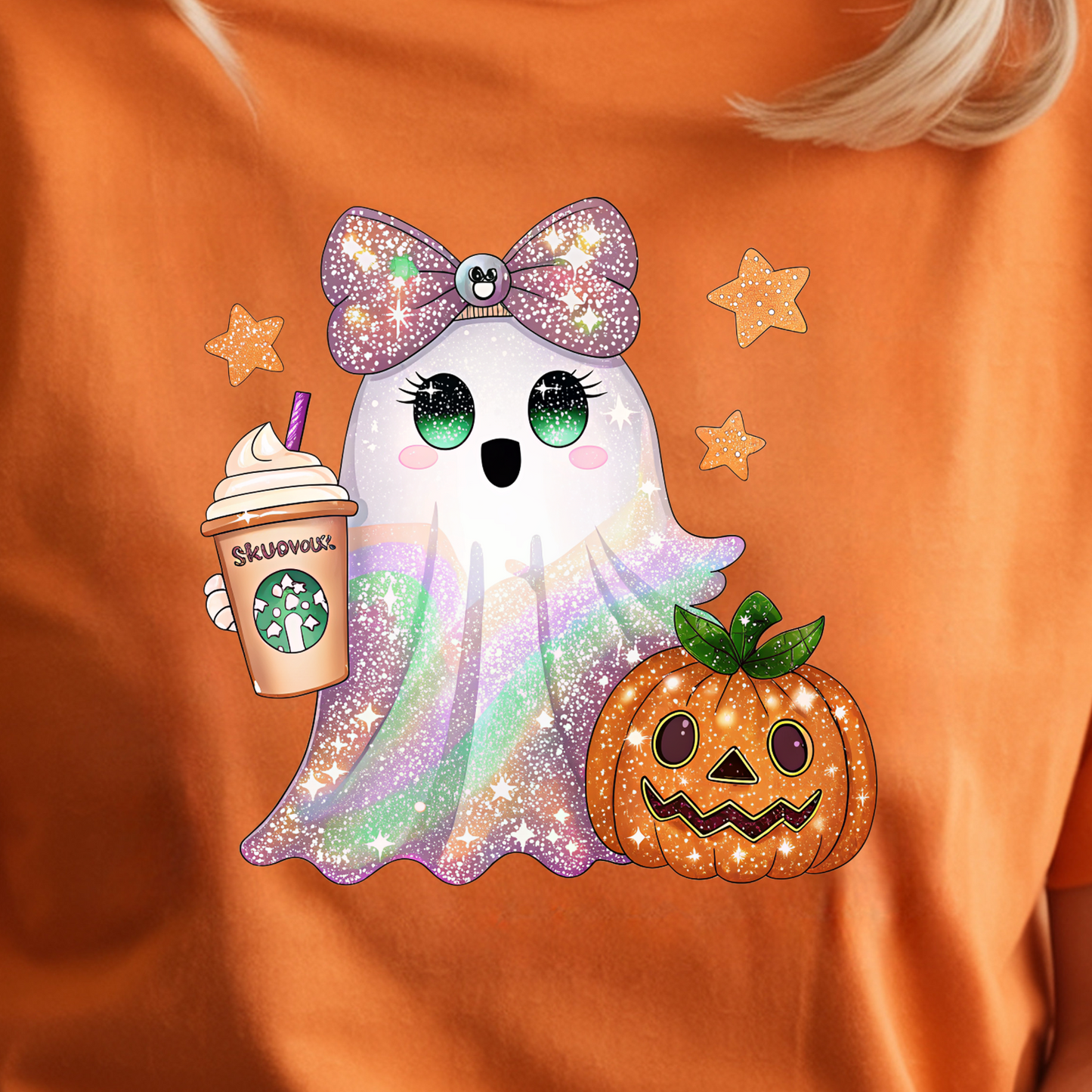 Sparkly Pastel Ghost & Pumpkin Halloween Sweatshirt or t shirt