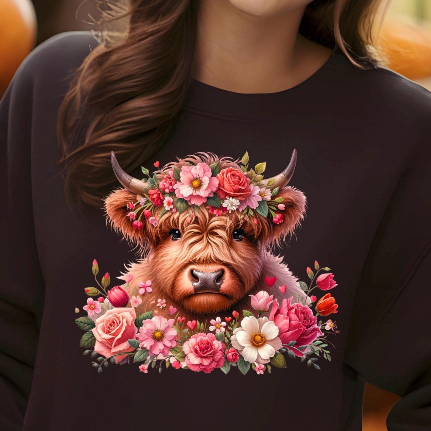 Highland Cow Floral Tee or sweatshirt