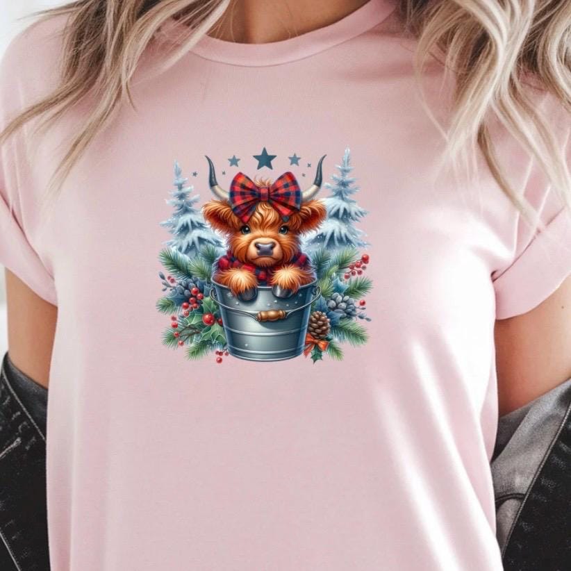 Highland Cow Christmas Sweatshirt or Shirt : Cozy Farm Animal Holiday Pullover