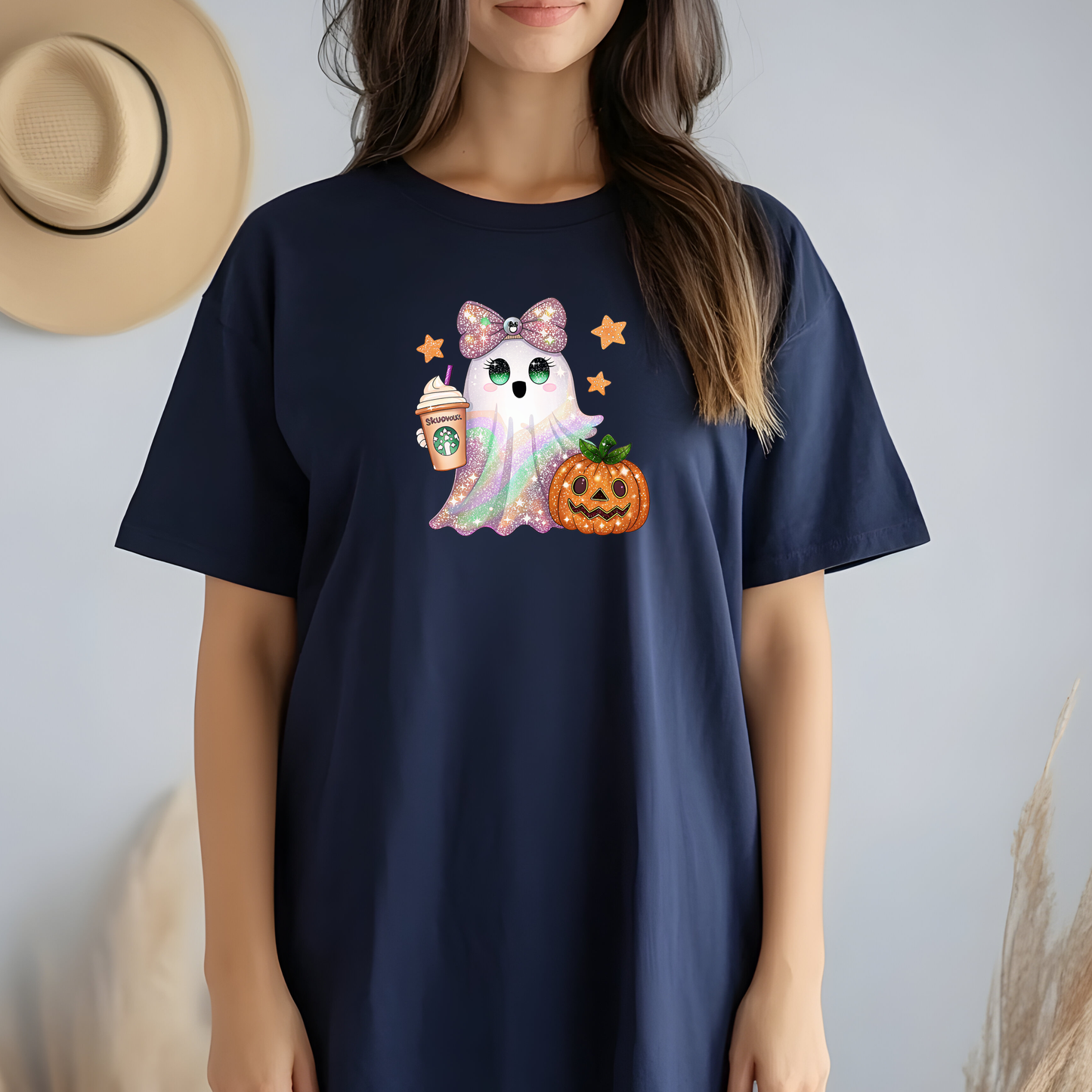 Sparkly Pastel Ghost & Pumpkin Halloween Sweatshirt or t shirt