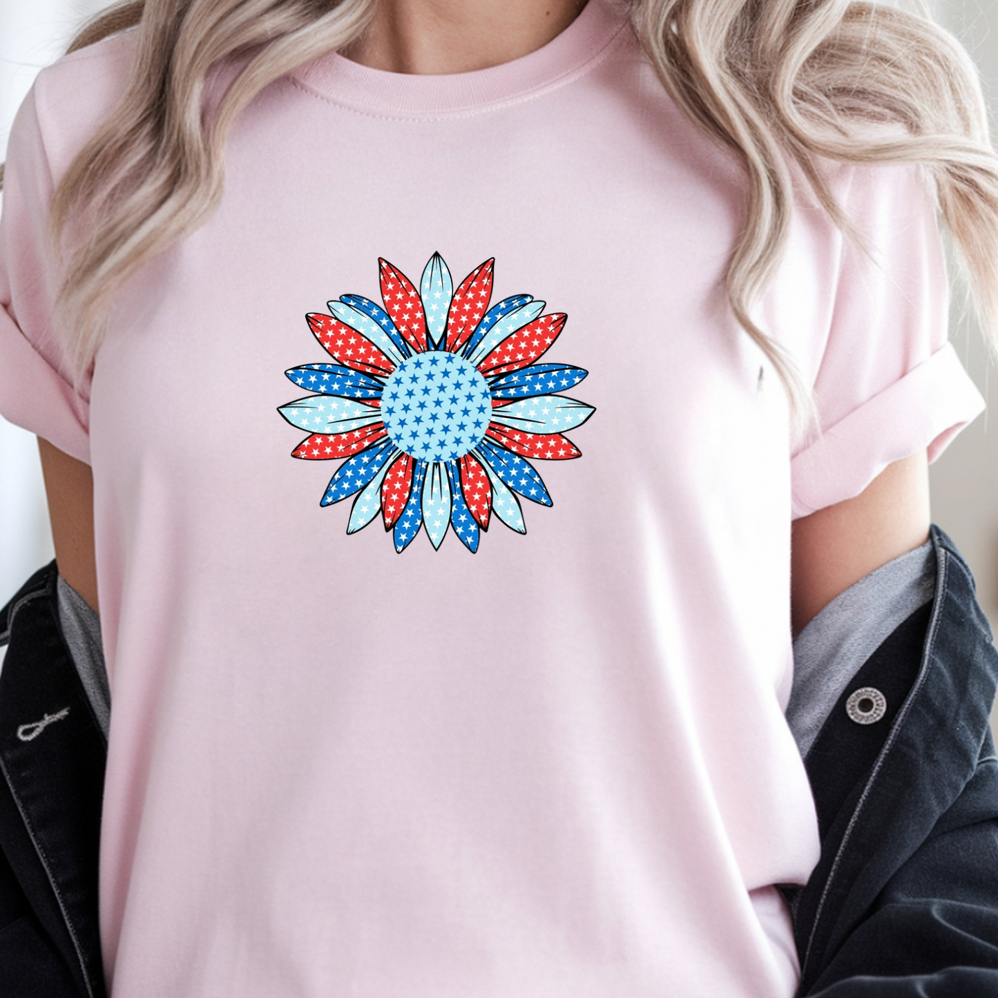 Patriotic Retro Polka Dot Flower Sweatshirt or t shirt