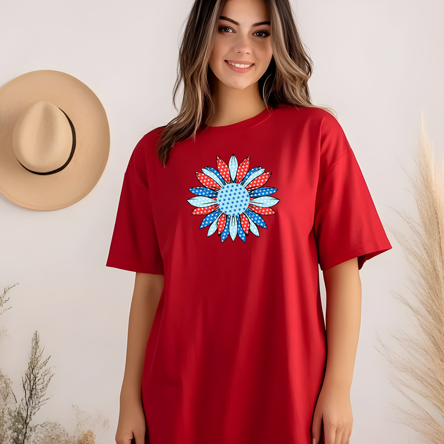 Patriotic Retro Polka Dot Flower Sweatshirt or t shirt