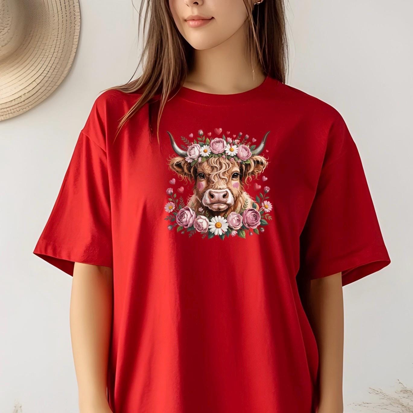 Highland Cow with Flower Crown T-Shirt or sweatshirt Cottagecore Western Graphic Tee