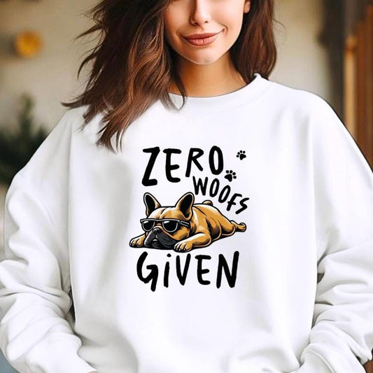 Zero Woofs Given Funny Dog Shirt | French Bulldog T-Shirt | Lazy Dog Graphic Tee | Unisex Gift for Dog Lovers | Pet Humor Shirt