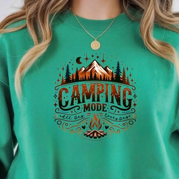 Camping Mode Shirt or Sweatshirt – Funny Camping Graphic Tee – Unisex Outdoor Lover Gift