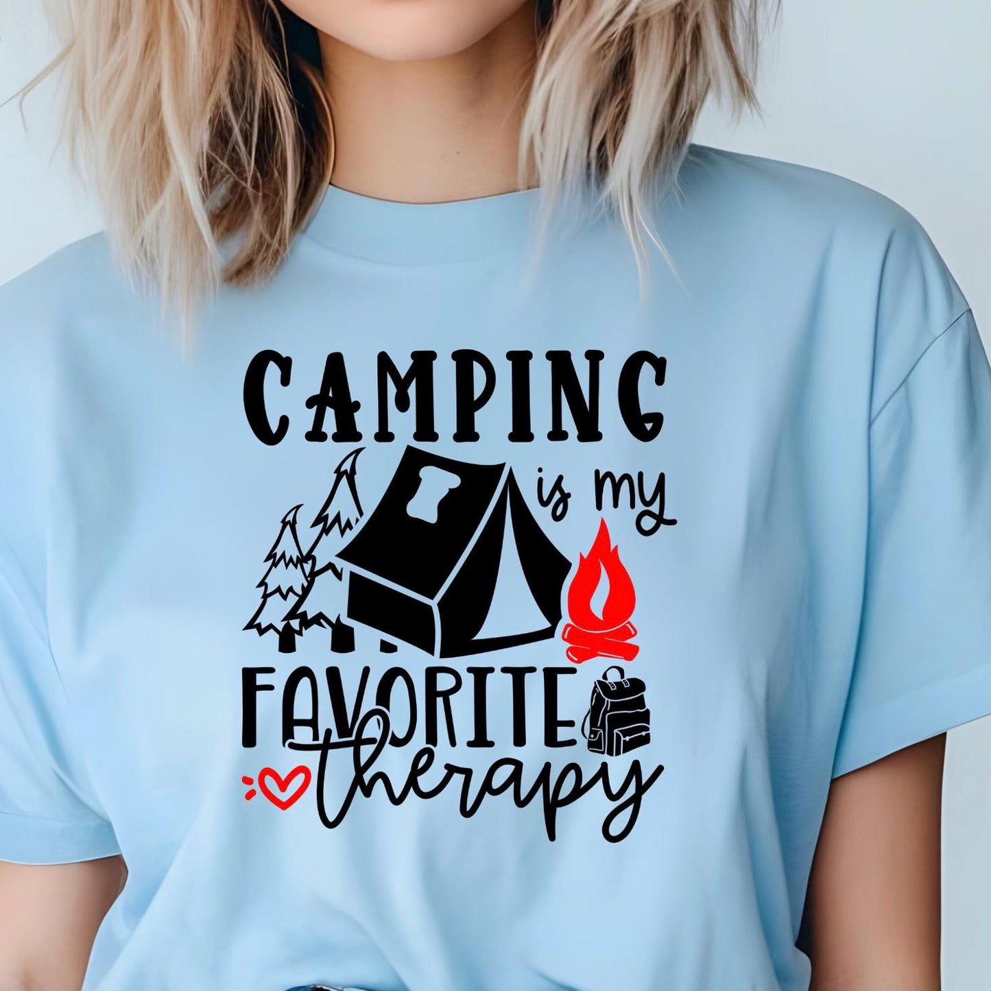 Camping Is My Favorite Therapy Shirt Sweatshirt – Gildan DTF Print – Nature Lover Tee