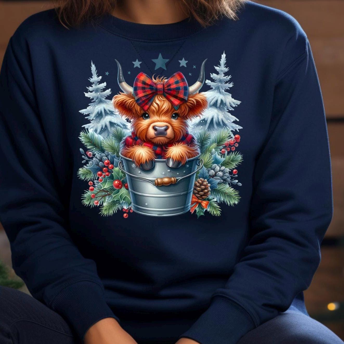 Highland Cow Christmas Sweatshirt: Cozy Farm Animal Holiday Pullover