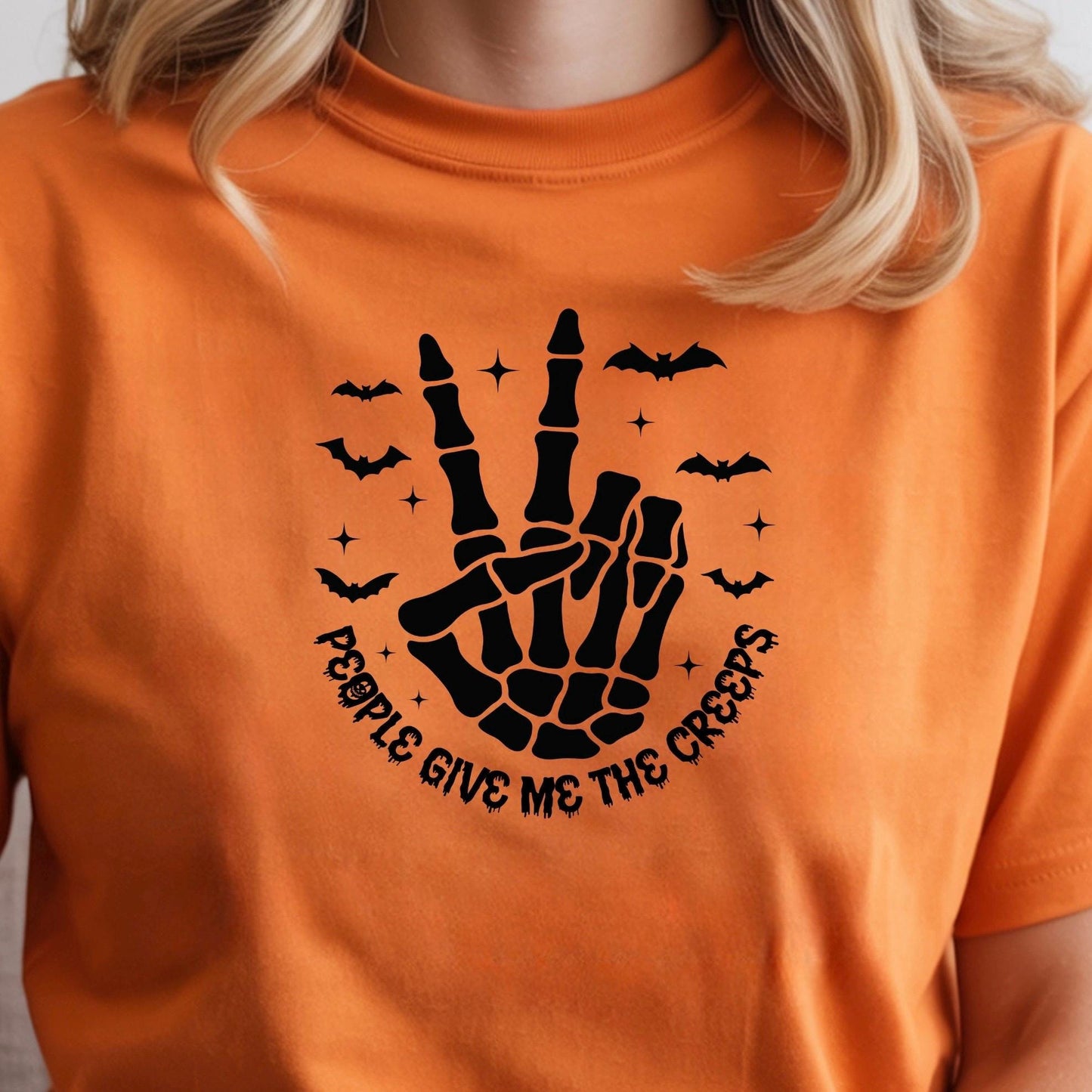 Skeleton Peace Sign Halloween Shirt, Spooky Fall Graphic Tee