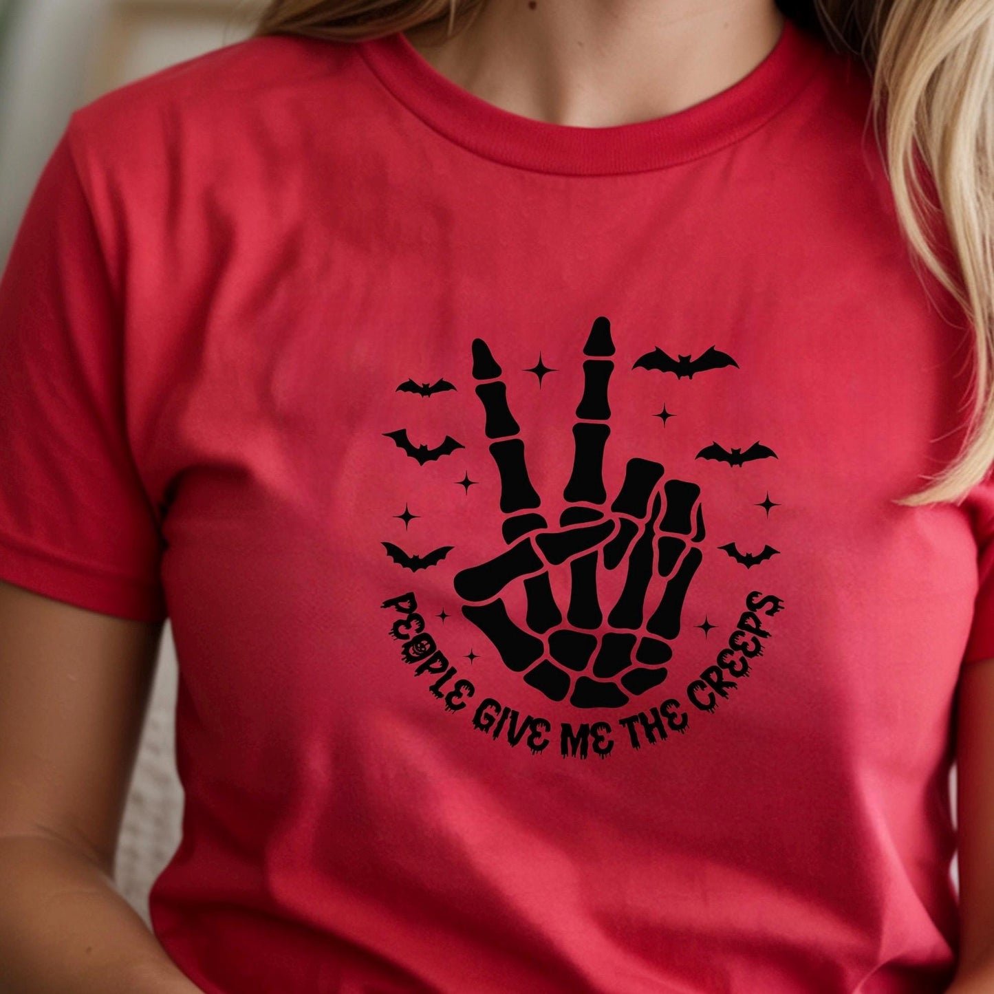Skeleton Peace Sign Halloween Shirt, Spooky Fall Graphic Tee