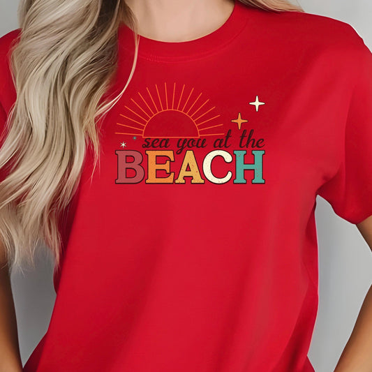 Sea You at the Beach Shirt, Beach Vacation Shirt, Summer Graphic Tee, Coastal Retro Beach Shirt