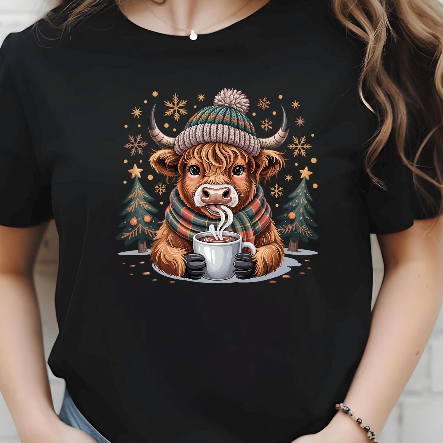 Highland Cow Hot Cocoa Sweatshirt or t shirt
