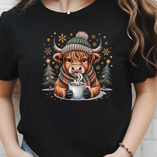 Highland Cow Hot Cocoa Sweatshirt or t shirt
