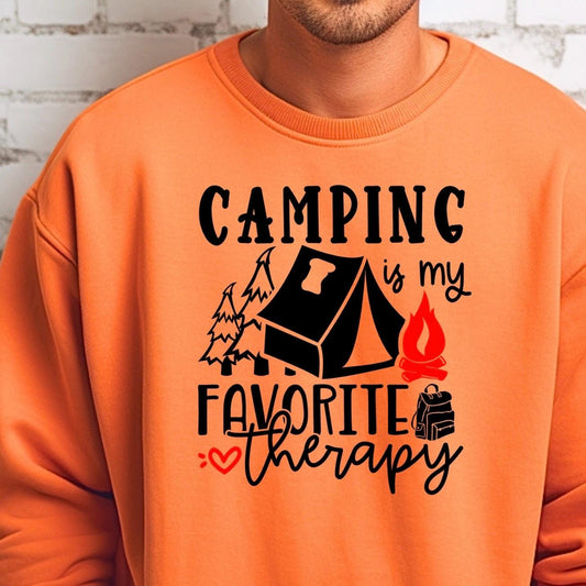 Camping Is My Favorite Therapy Shirt Sweatshirt – Gildan DTF Print – Nature Lover Tee