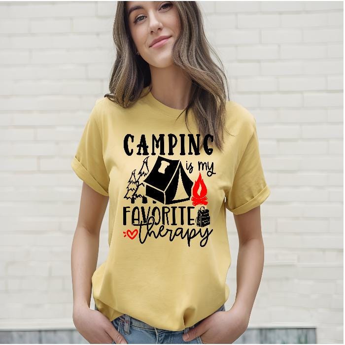 Camping Is My Favorite Therapy Shirt Sweatshirt – Gildan DTF Print – Nature Lover Tee