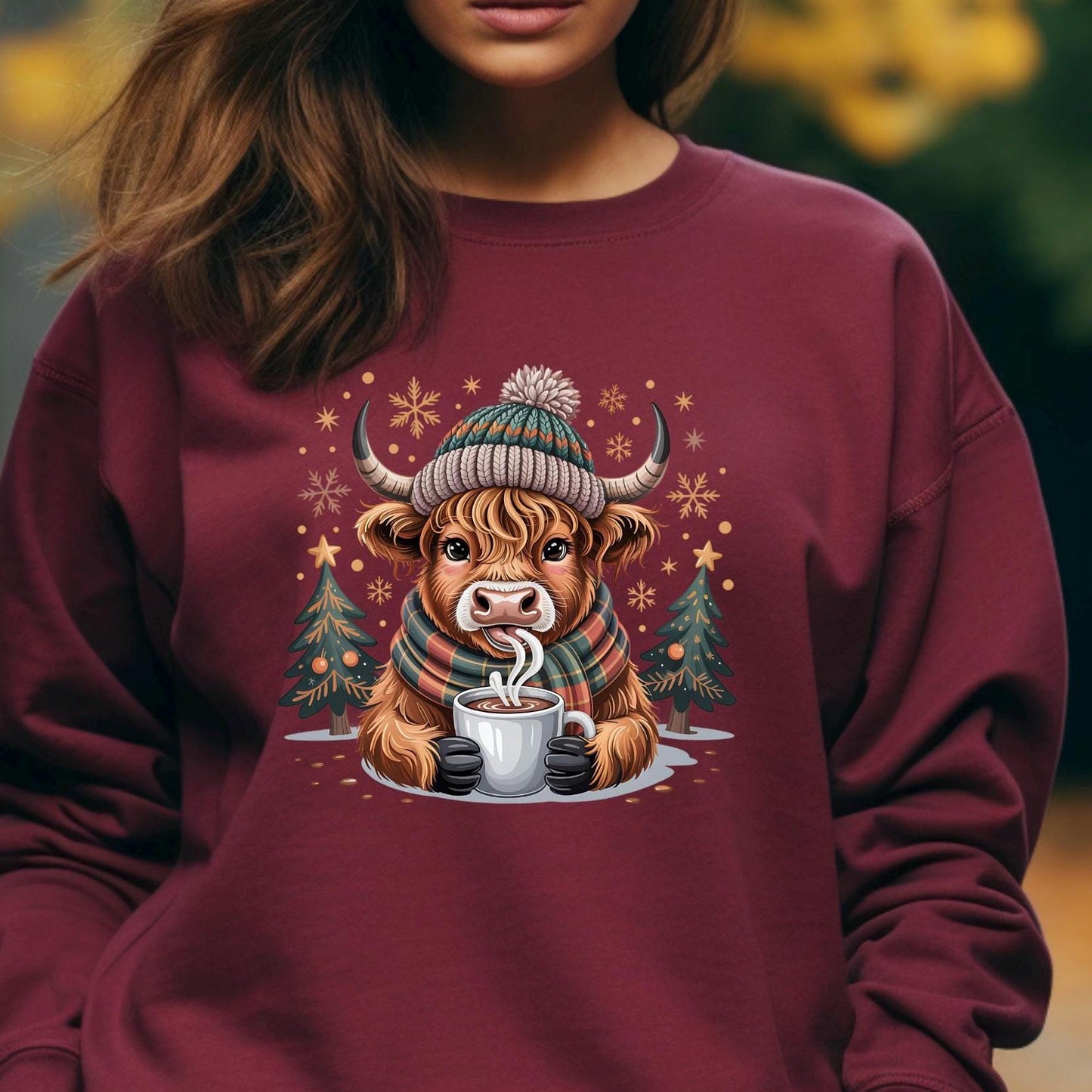 Highland Cow Hot Cocoa Sweatshirt or t shirt