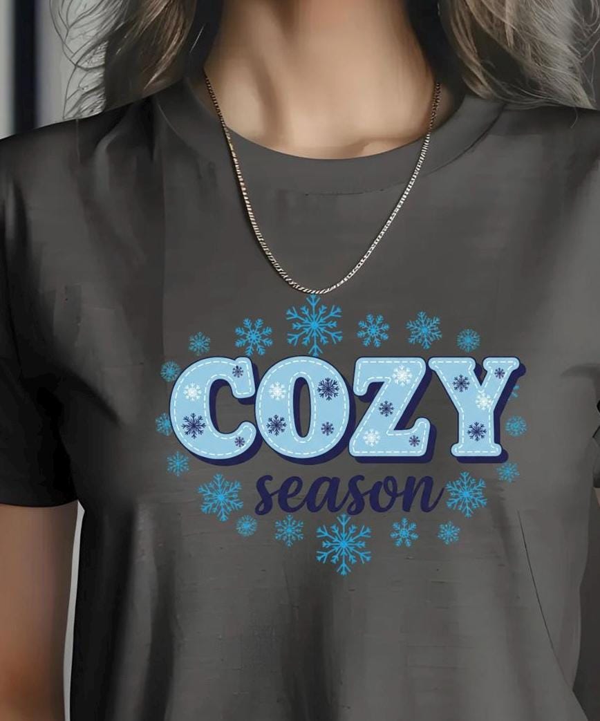 Cozy Season Shirt or Sweatshirt – Winter Snowflake Gildan Tee – Cozy Vibes Gift for Women