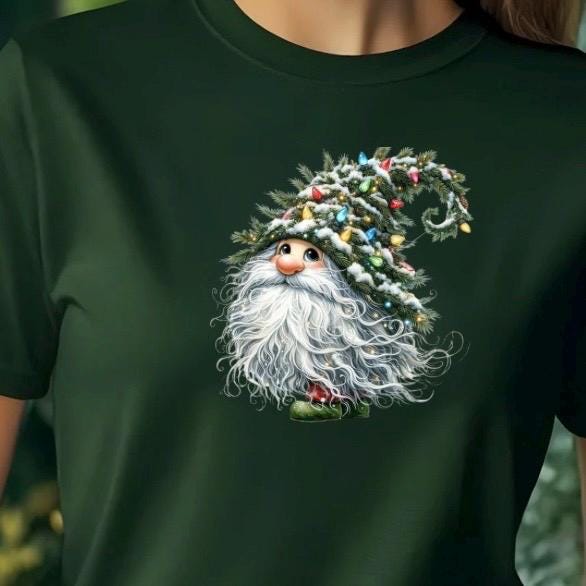 Whimsical Christmas Gnome Sweatshirt or Tee – Cozy Winter Apparel for Holiday Lovers