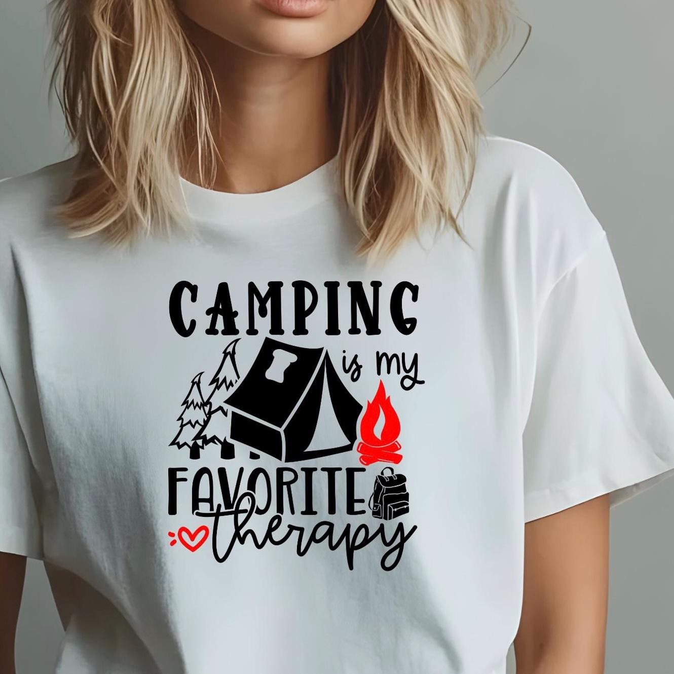 Camping Is My Favorite Therapy Shirt Sweatshirt – Gildan DTF Print – Nature Lover Tee