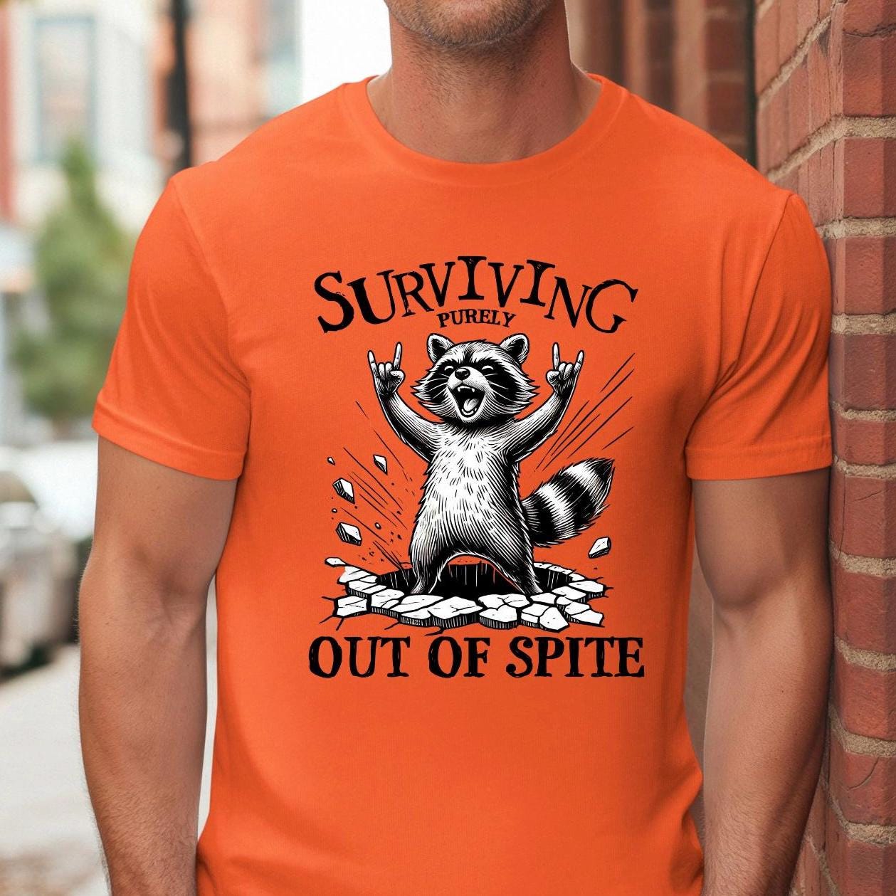 Surviving Out of Spite Raccoon Sweatshirt - Funny Graphic Tee