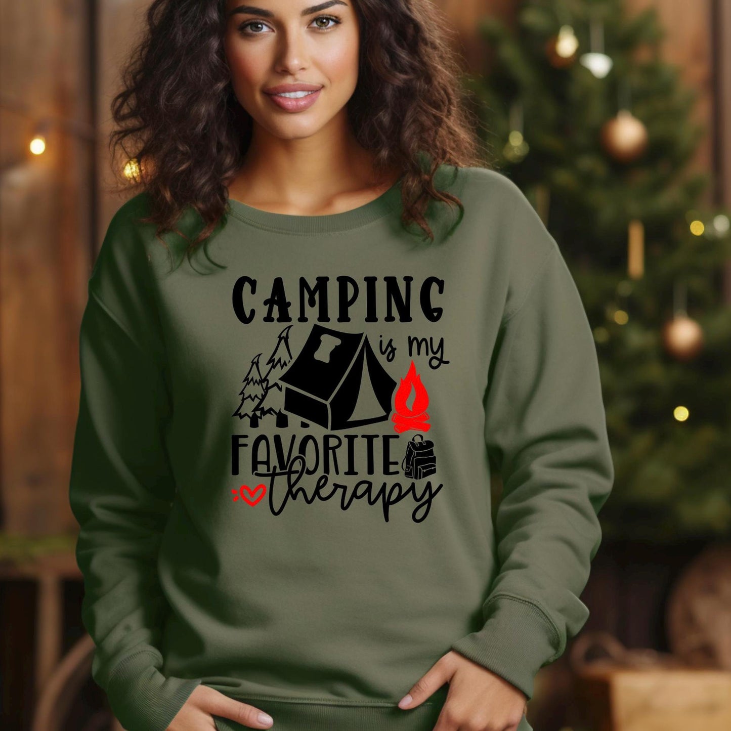 Camping Is My Favorite Therapy Shirt Sweatshirt – Gildan DTF Print – Nature Lover Tee