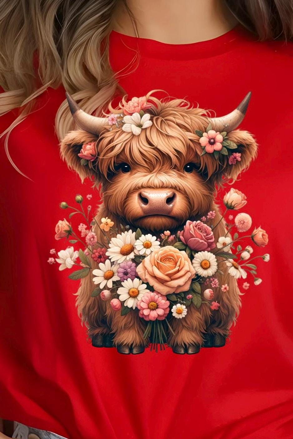 Highland Cow Floral Sweatshirt or T shirt