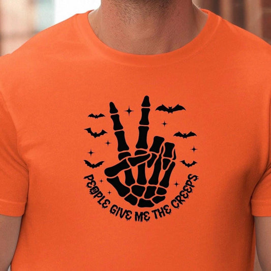 Skeleton Peace Sign Halloween Shirt, Spooky Fall Graphic Tee