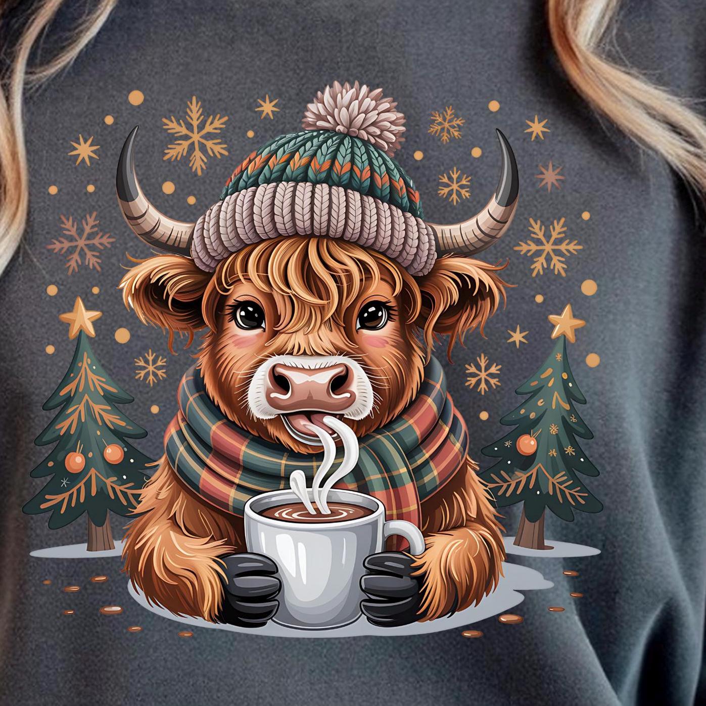 Highland Cow Hot Cocoa Sweatshirt or t shirt