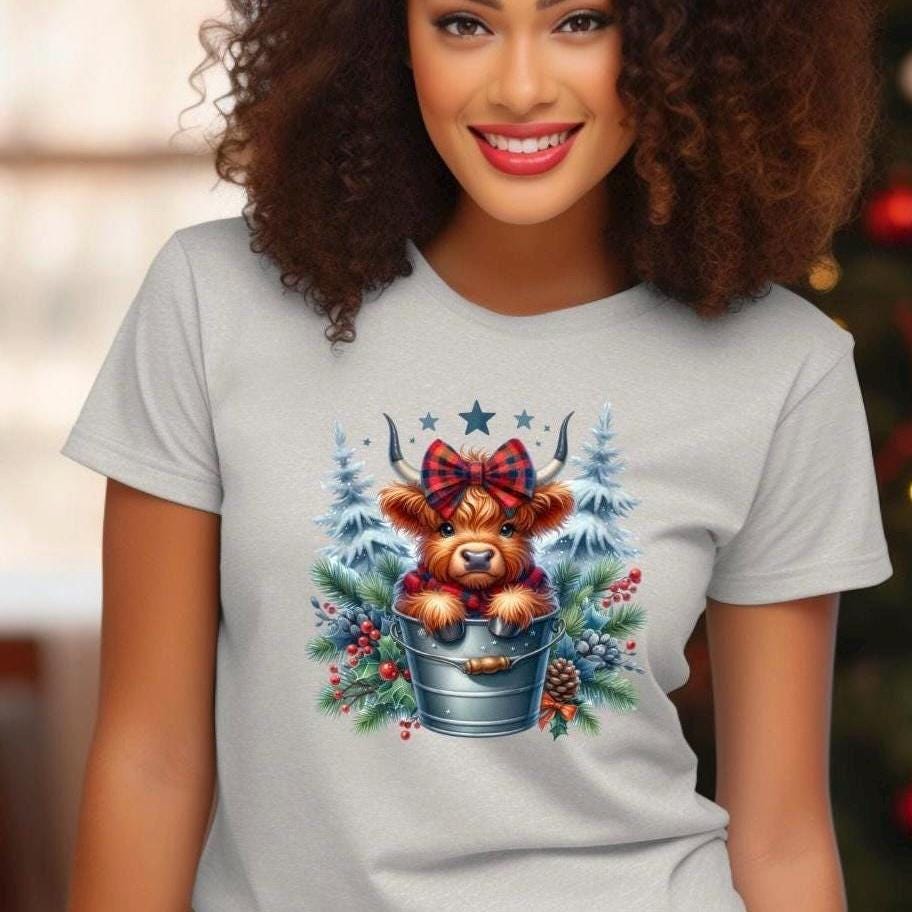 Highland Cow Christmas Sweatshirt or Shirt : Cozy Farm Animal Holiday Pullover