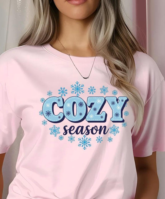 Cozy Season Shirt or Sweatshirt – Winter Snowflake Gildan Tee – Cozy Vibes Gift for Women